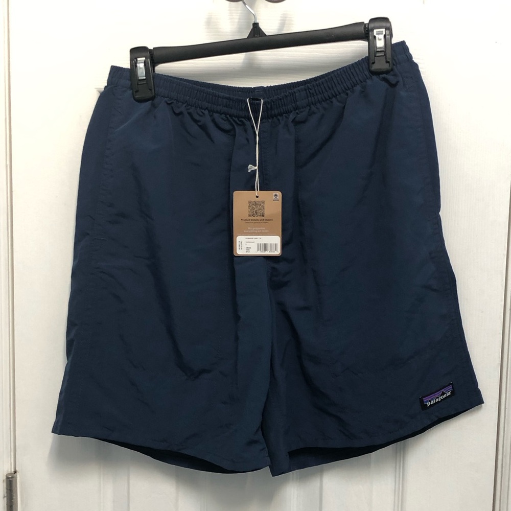 Patagonia Mens Baggies Longs Shorts Tidepool Sz S 7in Inseam Mesh Brief Lined